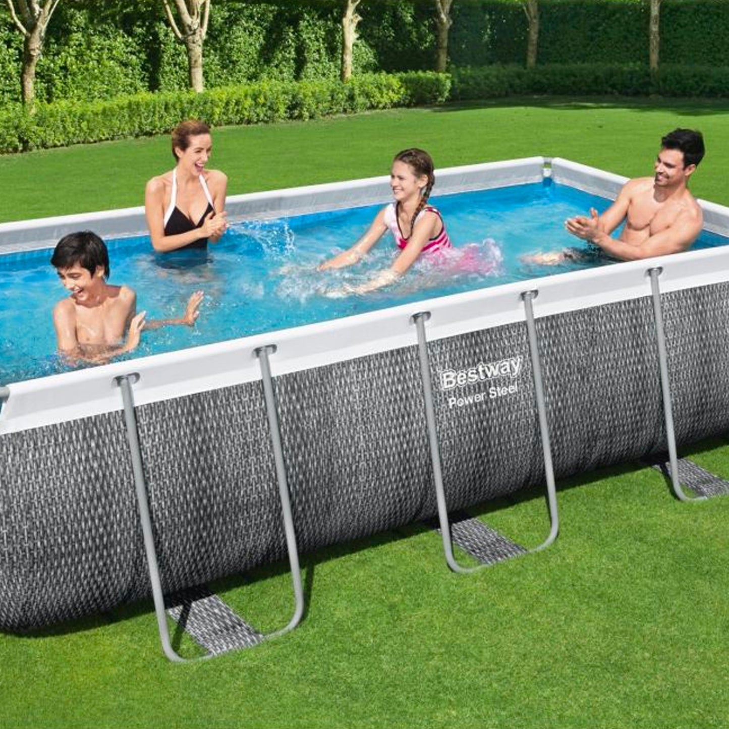 Piscina rettangolare Power Steel rattan 404 x 201 x 100 cm