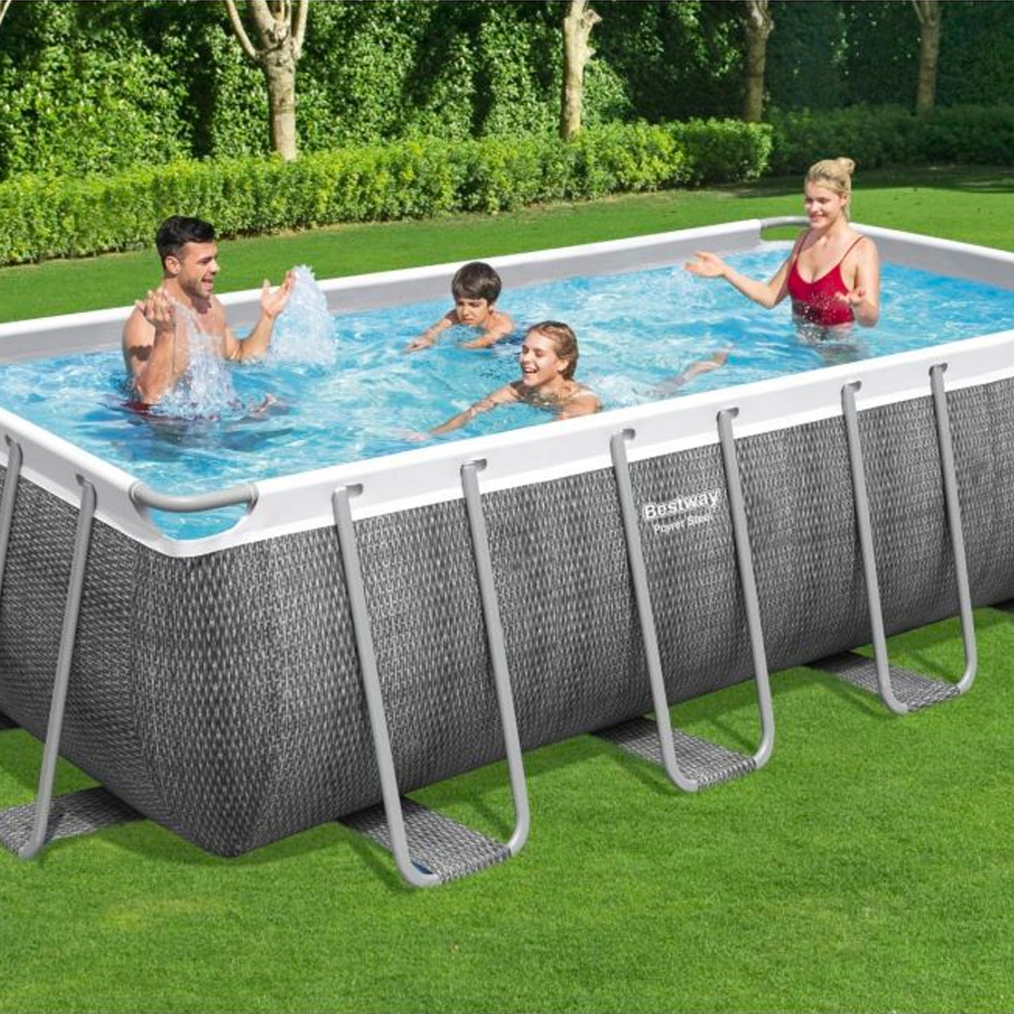 Piscina rettangolare Power Steel rattan 488 x 244 x 122 cm