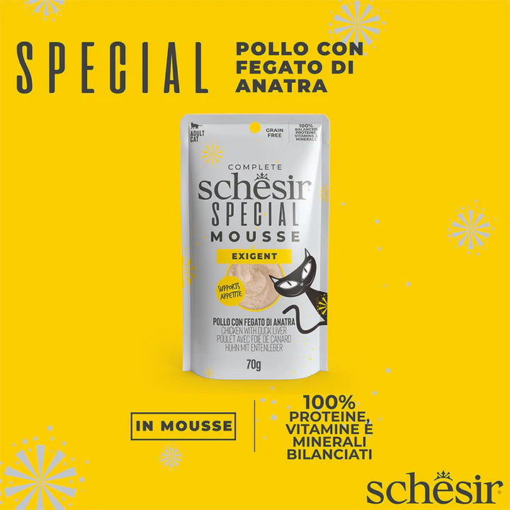 Schesir Special Exigent pollo con fegato di anatra in mousse 70g