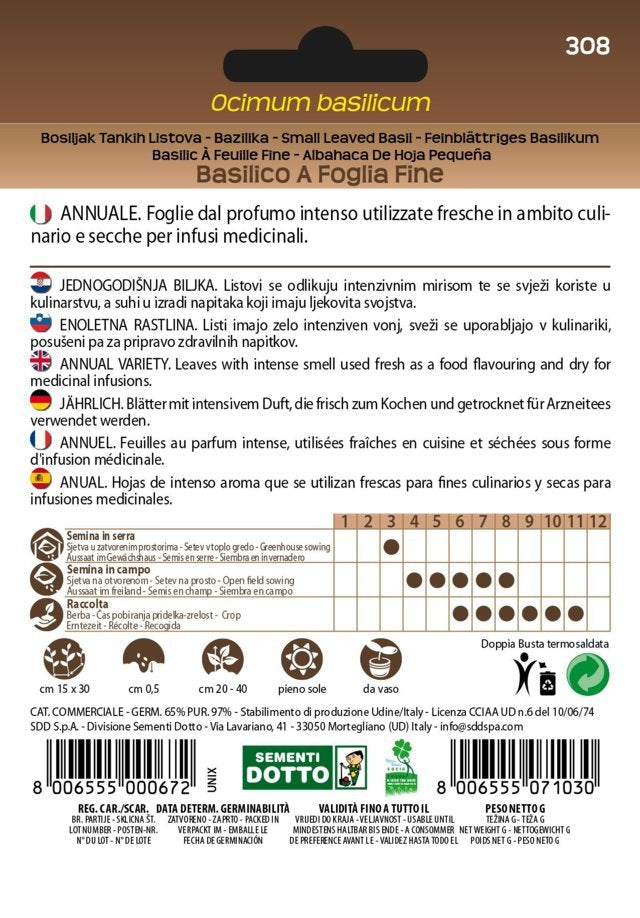 Basilico a Foglia Fine