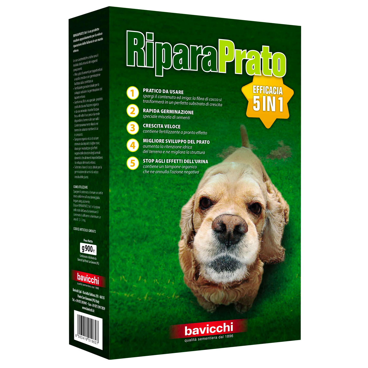 Ripara Prato Bavicchi 5 In 1 - Semi Confettati Per Tappeto Erboso Con Fertilizzante E Protezione Anti-Urina - Foto 3