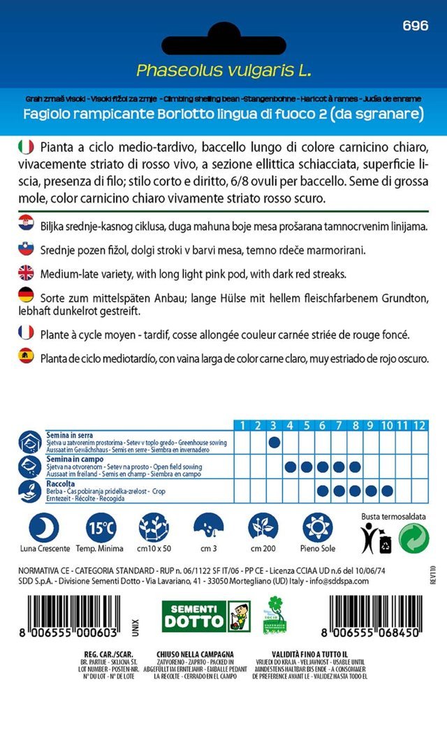 Fagiolo Borlotto Lingua di Fuoco 2 Rampicante