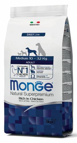Monge Dog Medium Adult con pollo 3 kg - Natural Superpremium - Giardango