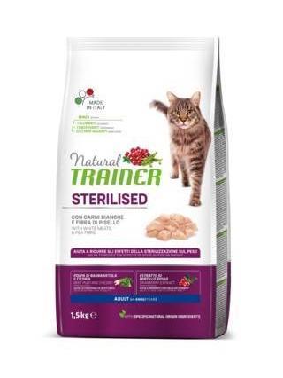 Natural Trainer Sterilised Adult con Carni Bianche e Fibra di Piesello 1,5 kg - Giardango