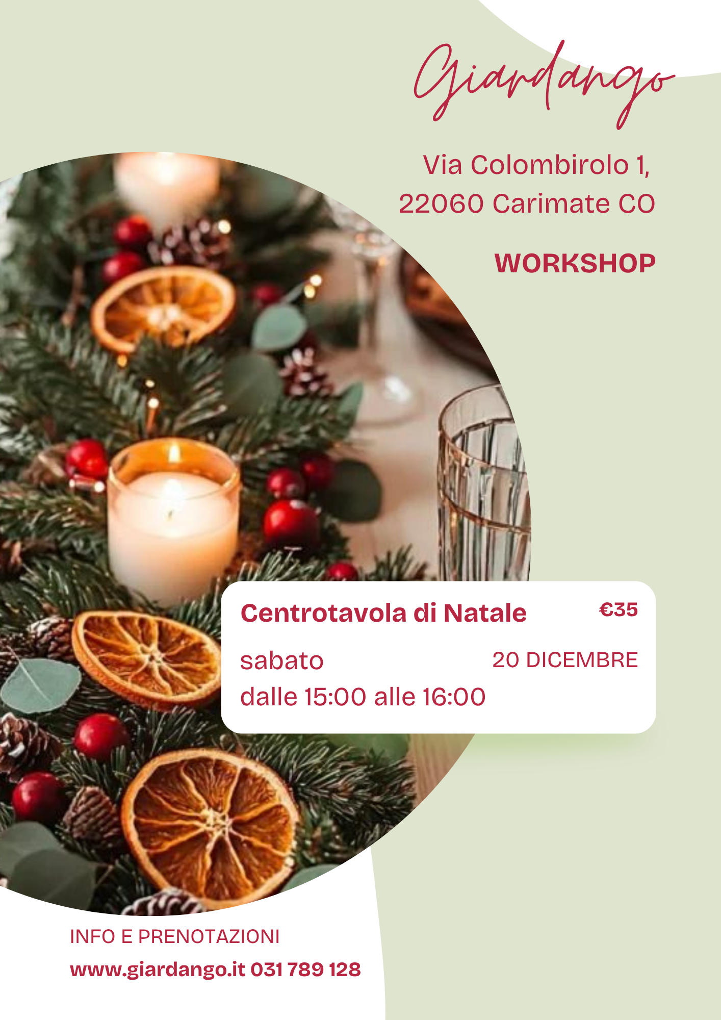 Workshop Centrotavola di Natale