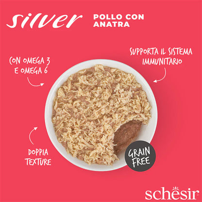 Schesir Silver Pollo con anatra in mousse e filetti 70g