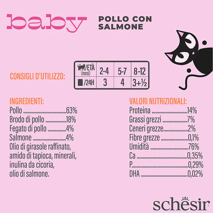 Schesir Baby Filettini di pollo con salmone in brodo 70g