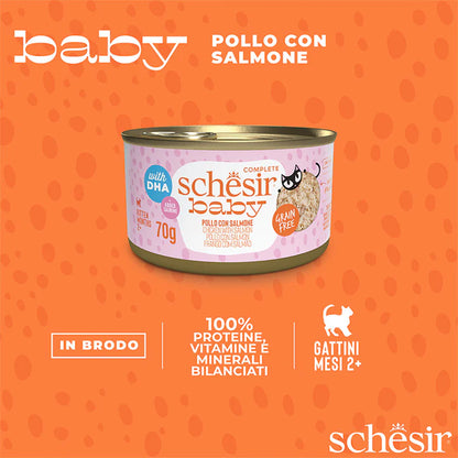 Schesir Baby Filettini di pollo con salmone in brodo 70g