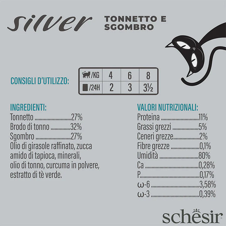 Schesir Silver Filetti di tonnetto e sgombro in brodo 70g