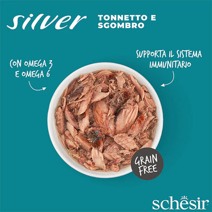 Schesir Silver Filetti di tonnetto e sgombro in brodo 70g