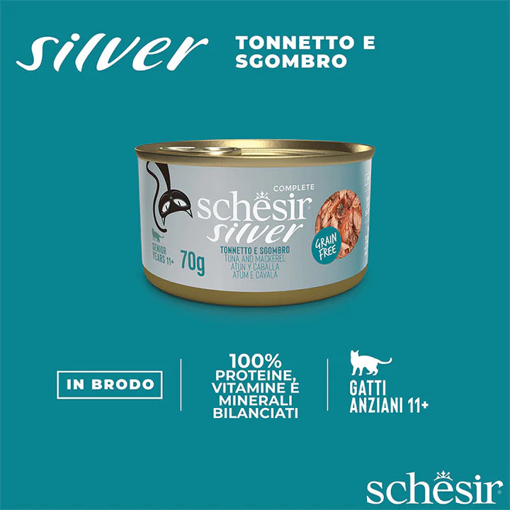 Schesir Silver Filetti di tonnetto e sgombro in brodo 70g