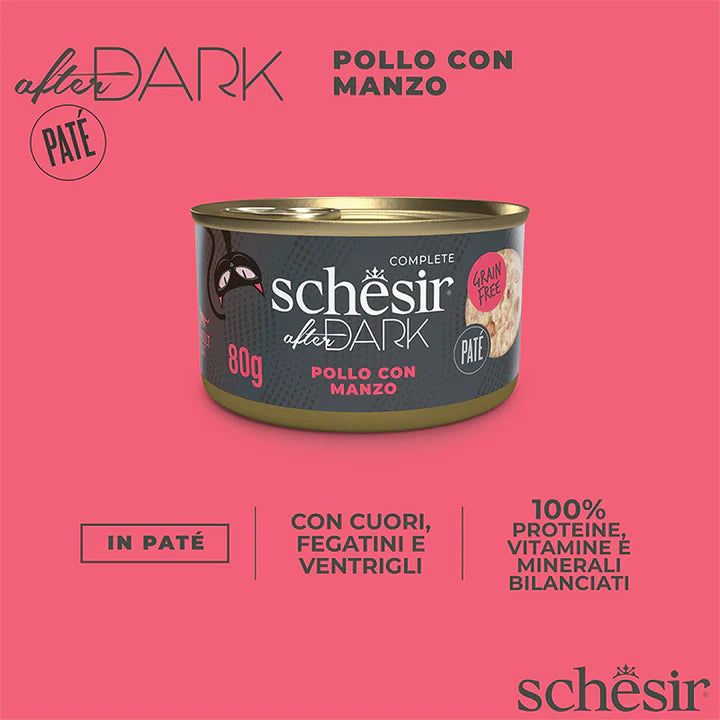 Schesir After Dark Pollo con manzo in paté 80g