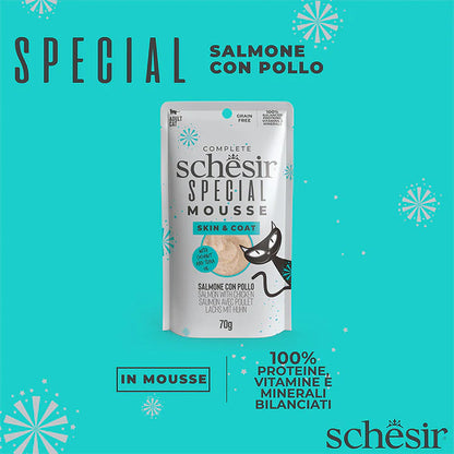 Schesir Special Skin&Coat salmone con pollo in mousse 70g