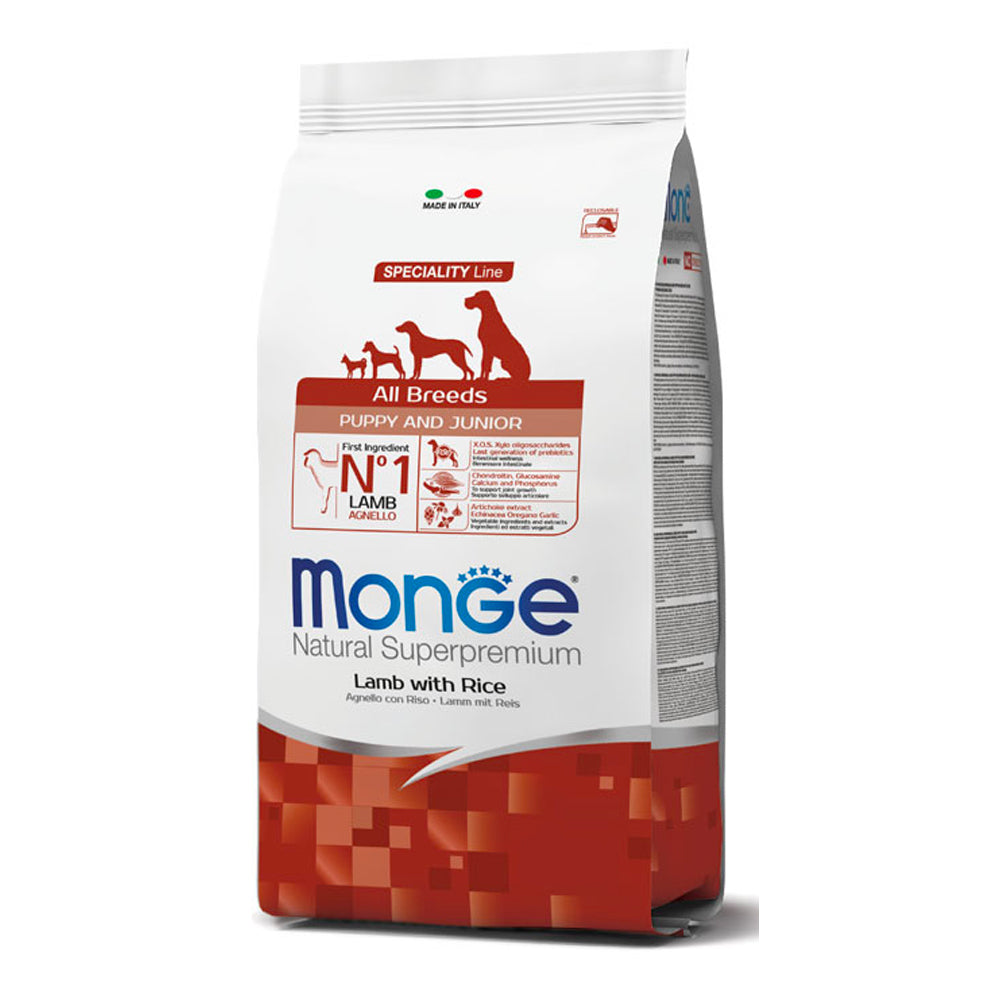 Monge Dog Puppy e Junior con agnello e riso - Natural Superpremium