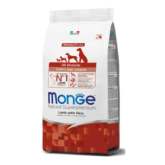 Monge Dog Puppy e Junior con agnello e riso - Natural Superpremium