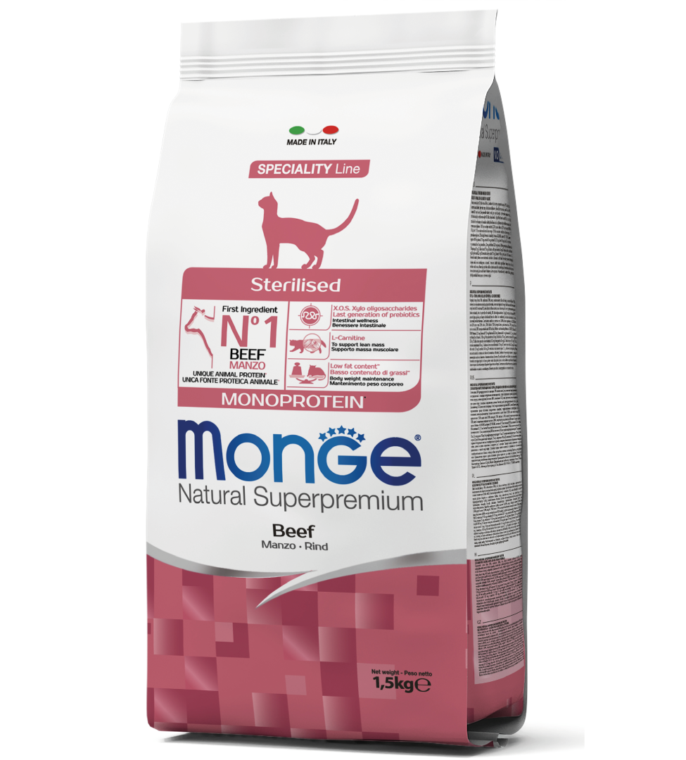 Monge Cat Adult Sterilised con manzo 1.5 kg - Natural Superpremium