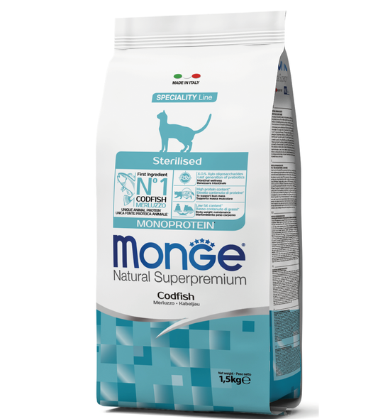 Monge Cat Adult Sterilised con merluzzo 1.5 kg - Natural Superpremium