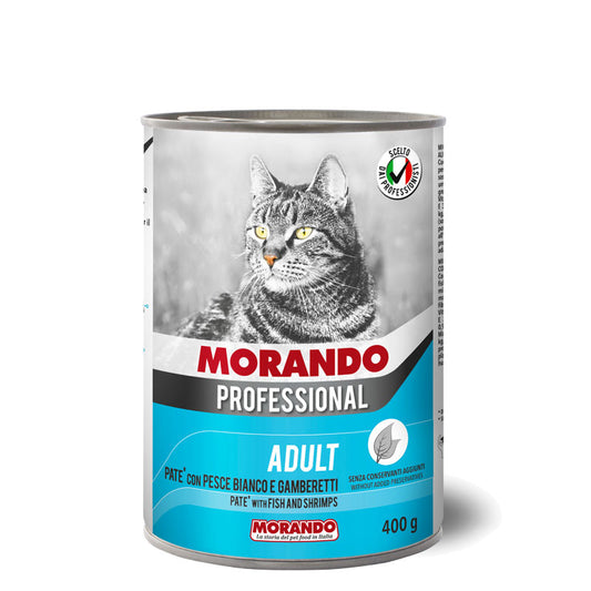 Morando Professional Cat Adult Paté con pesce bianco e gamberetti 400 g