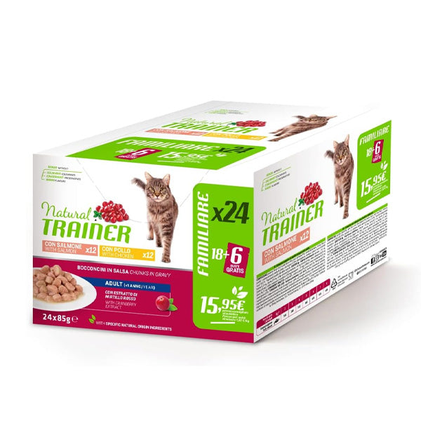 Natural Trainer Multipack Adult con Salmone e Pollo 24x85g