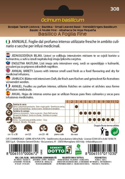 Basilico a Foglia Fine