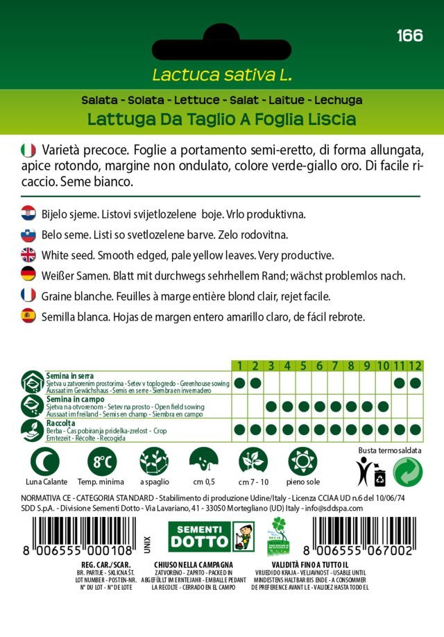 Lattuga da Taglio a Foglia Liscia - Giardango