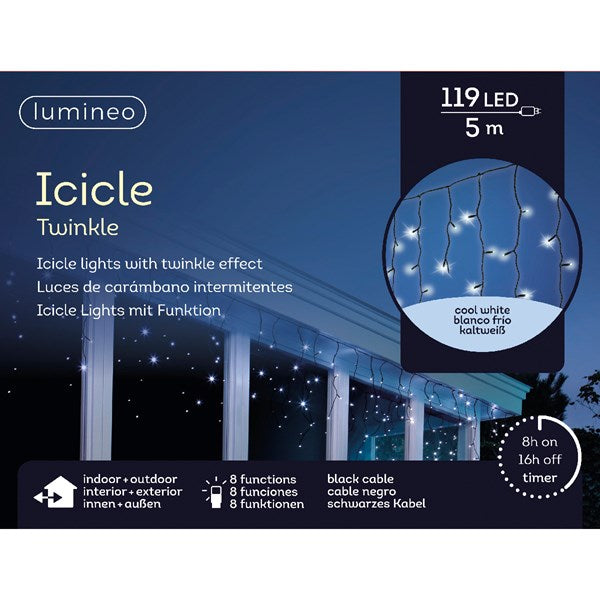 Led Twinkle Icicle Lights da 119 Led