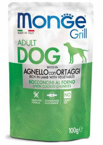 Monge Adult Grill Bocconcini in Jelly Ricco di Agnello con Ortaggi 100 g