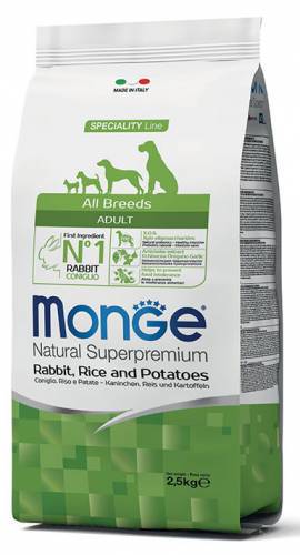 Monge Dog All Breeds Adult con coniglio, riso e patate 12 kg - Natural Superpremium - Giardango