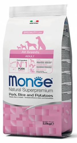 Monge Dog All Breeds Adult con maiale, riso e patate 2.5 kg - Natural Superpremium - Giardango