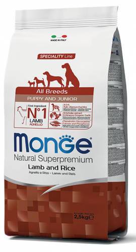 Monge Dog All Breeds Puppy con agnello e riso 2.5 kg - Natural Superpremium - Giardango