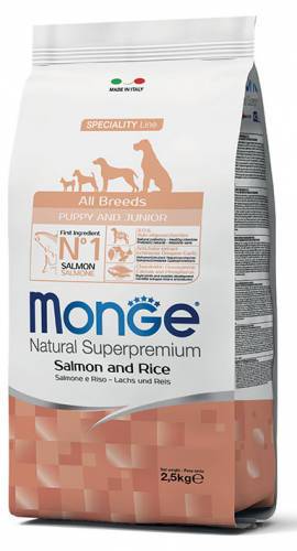 Monge Dog All Breeds Puppy con salmone e riso 2.5 kg - Natural Superpremium - Giardango