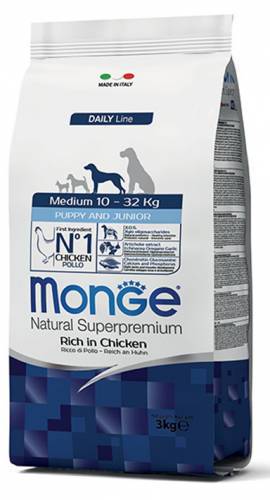 Monge Dog Medium Puppy/Junior con pollo 12 kg - Natural Superpremium