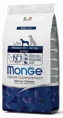 Monge Dog Medium Senior con pollo 3 kg - Natural Superpremium - Giardango