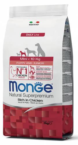 Monge Dog Mini Puppy/Junior con pollo 3 kg - Natural Superpremium - Giardango