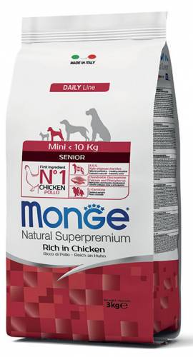 Monge Dog Mini Senior con pollo 3 kg - Natural Superpremium - Giardango