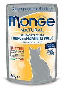 Monge Natural Kitten Pezzetti di Tonno con Fegatini di Pollo 80 g