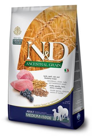 N&D Ancestral Medium e Maxi Adult con Agnello e Mirtillo 12 kg