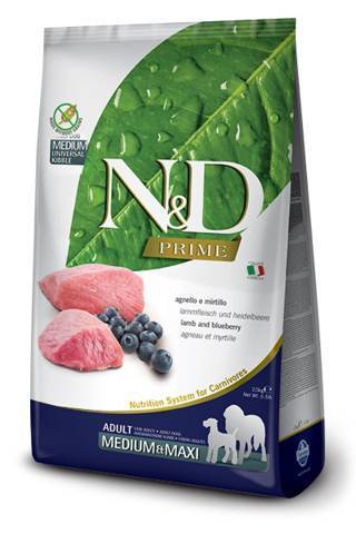 N&D Prime Medium e Maxi Adult con Agnello e Mirtillo 12 kg