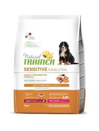Natural Trainer Sensitive Medium e Maxi Puppy e Junior con Salmone e Cereali 3 kg