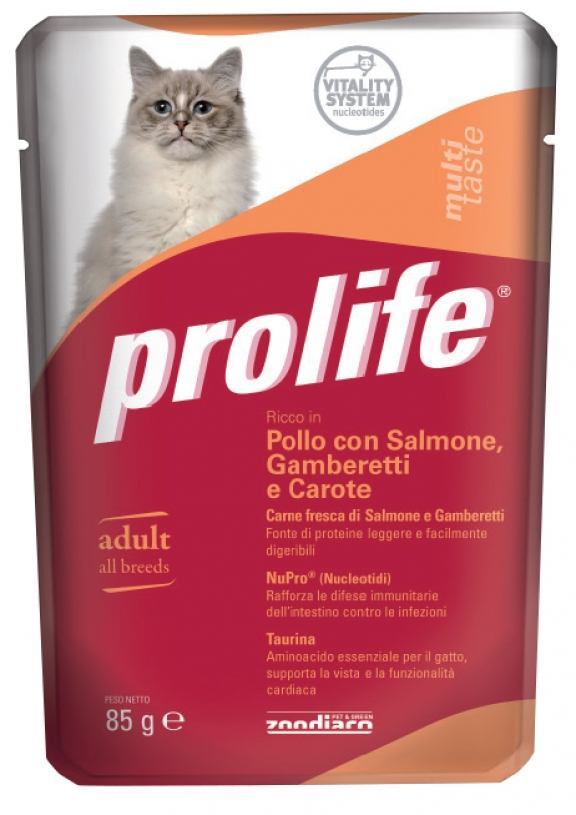 Prolife Wet Adult Pollo con Salmone, Gamberetti e Carote 85 g