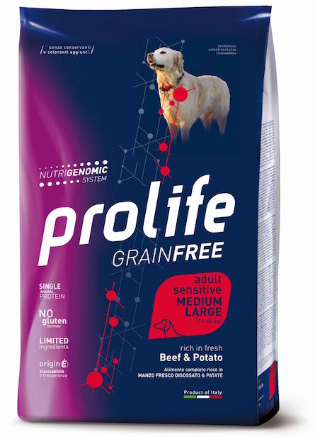Prolife GrainFree Adult Sensitive Medium Large Manzo e Patate 2,5 kg