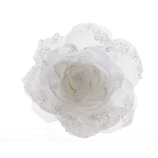 Rosa Glitterata con Clip Bianco