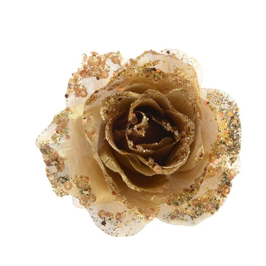 Rosa Glitterata con Clip Oro